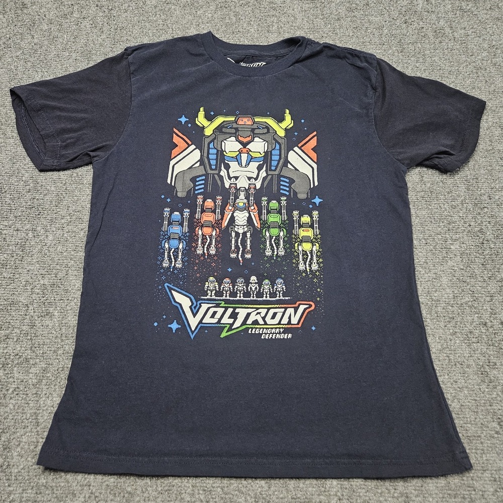 Voltron TShirt Mens Medium Navy Blue Graphic Tee‎ Retro 80s Cartoon Nostalgia